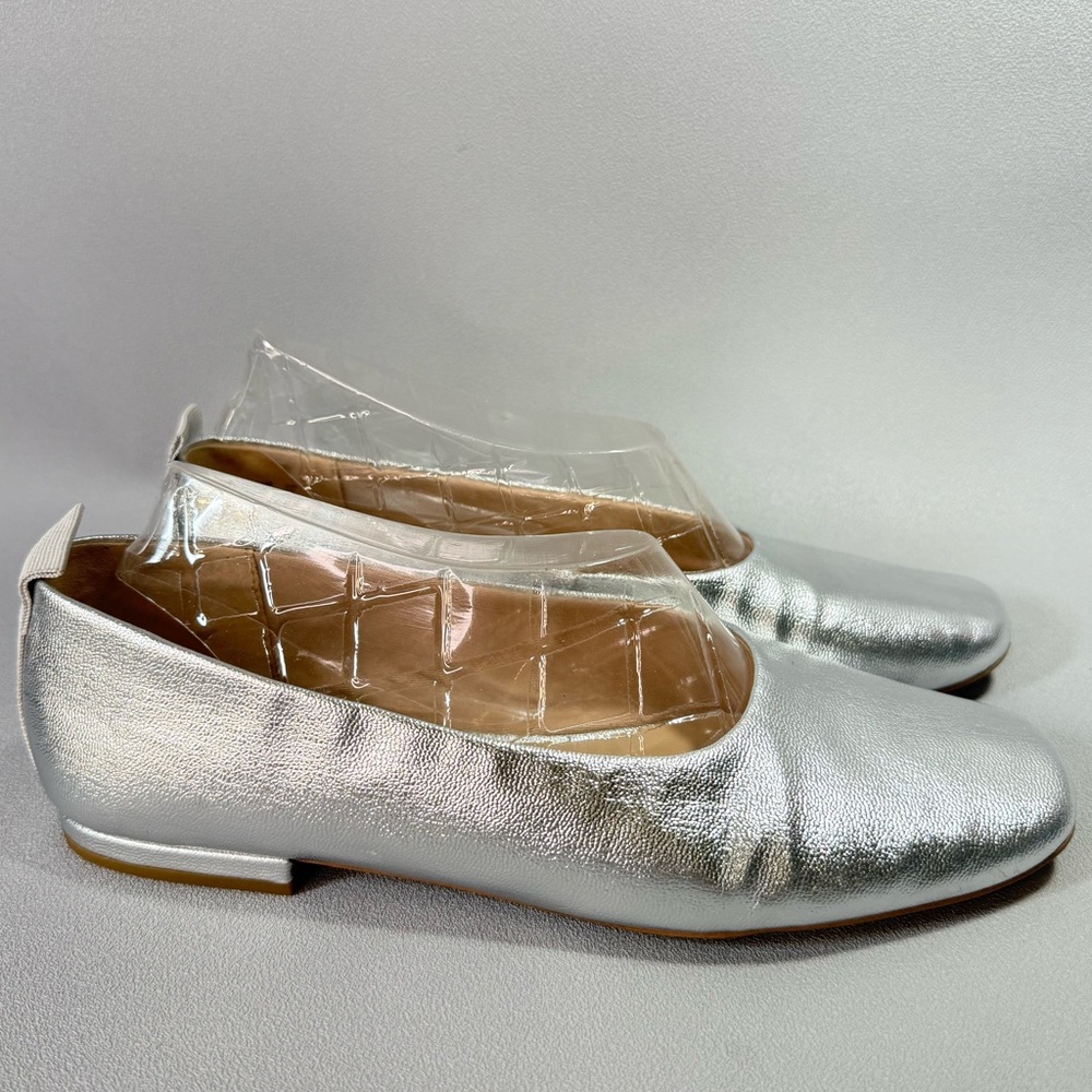 Franco Sarto Ariel Metallic Silver Square Toe Ballet Flats - Picture 6 of 15